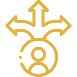 Person icon with three directional arrows.