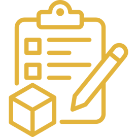 Clipboard with checklist and pencil icon.